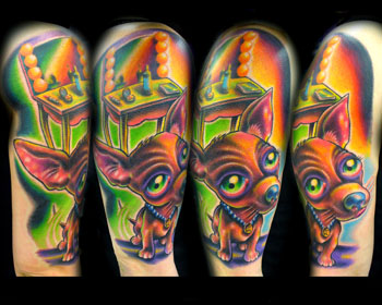 Tattoos - Memorial tattoos - Chihuahua with make -up vanity